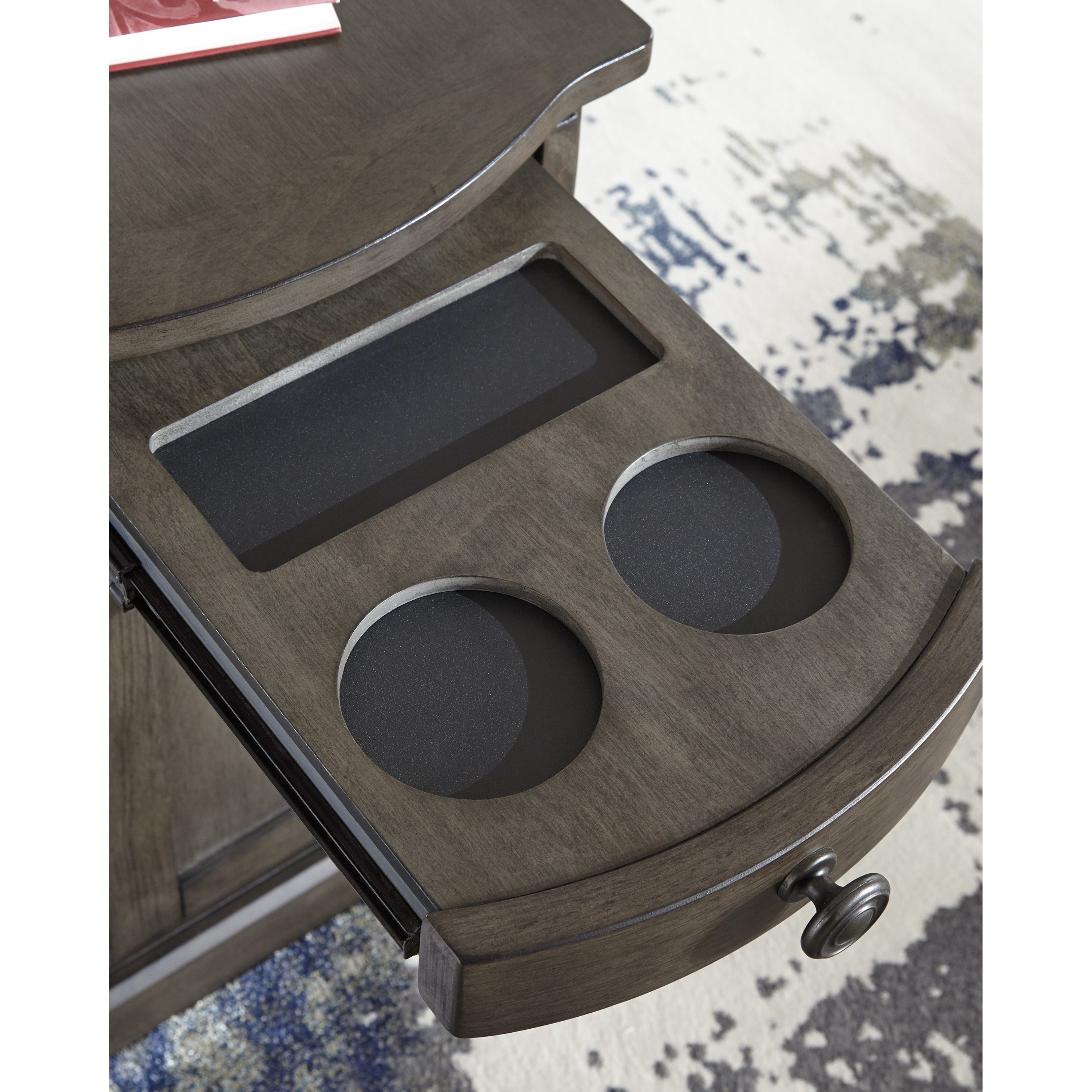 Laflorn chairside end table with usb top ports & outlets